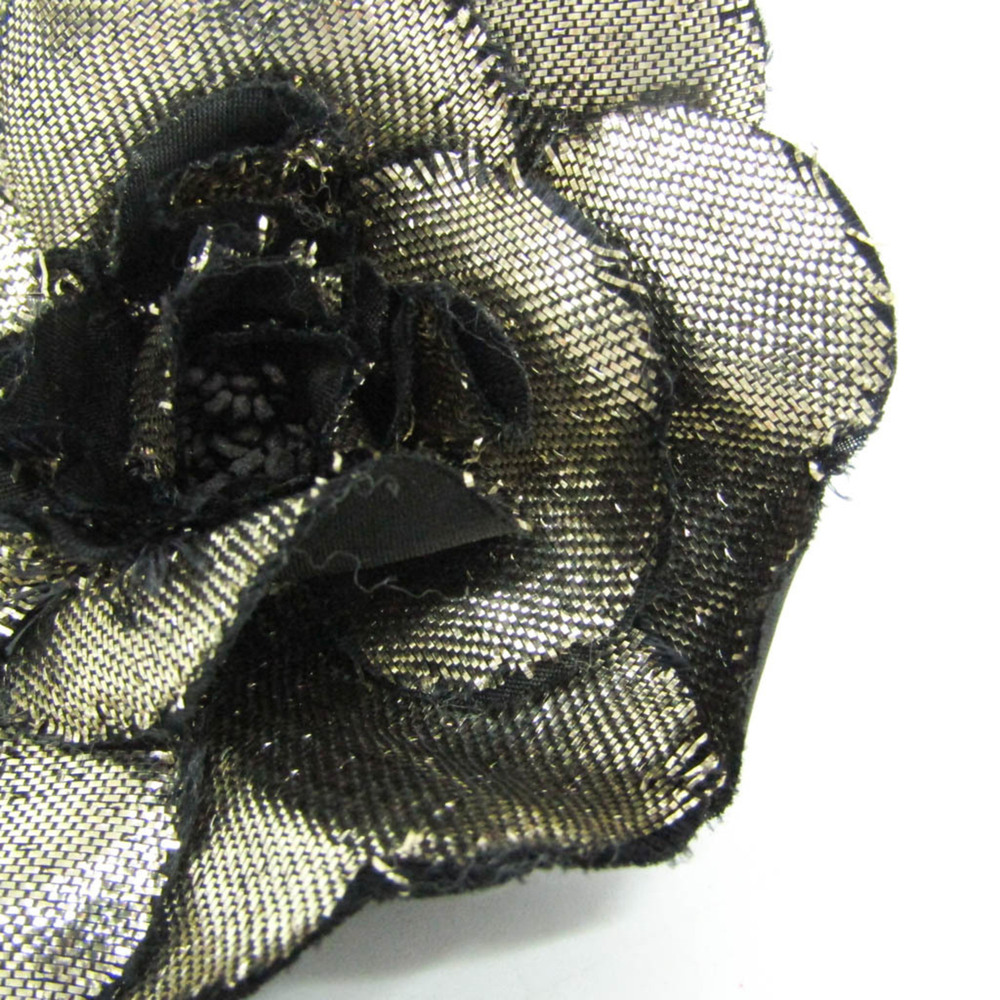Chanel Camellia Textile Brooch Black,Champagne Gold - Picture 6 of 12